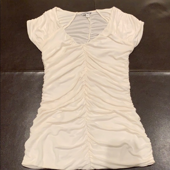 Express Tops - Express Ruched Top in Creamy White Jersey XS